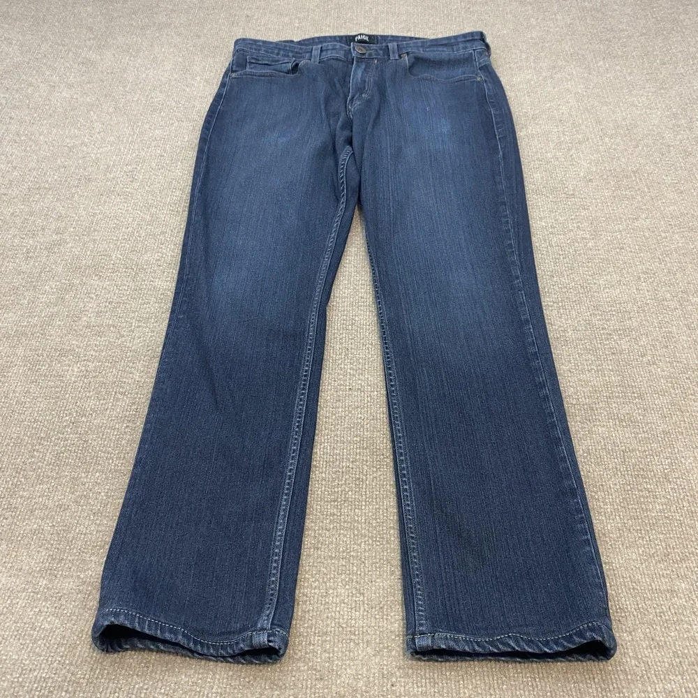 Paige Federal Jeans Mens 32x29 Blue Dark Wash Slim Straight‎ Stretch Denim